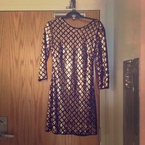 Diamond sequin dress with open back and tie